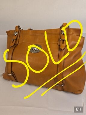 Coach Legacy Turnlock Satchel Camel Leather Large Shoulder Bag Classic 15410
